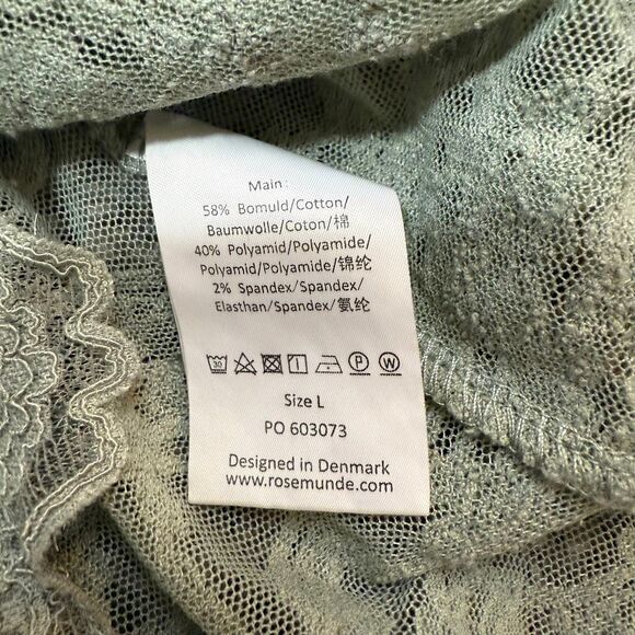 Rosemunde Copenhagen Lace Top Shirt Green Large L Knit Short Sleeve Tunic - Picture 4 of 6